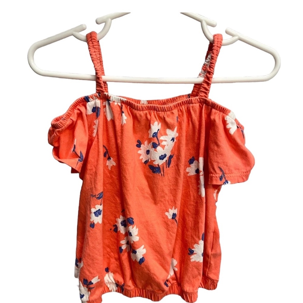 Girls coral crop banded hem top